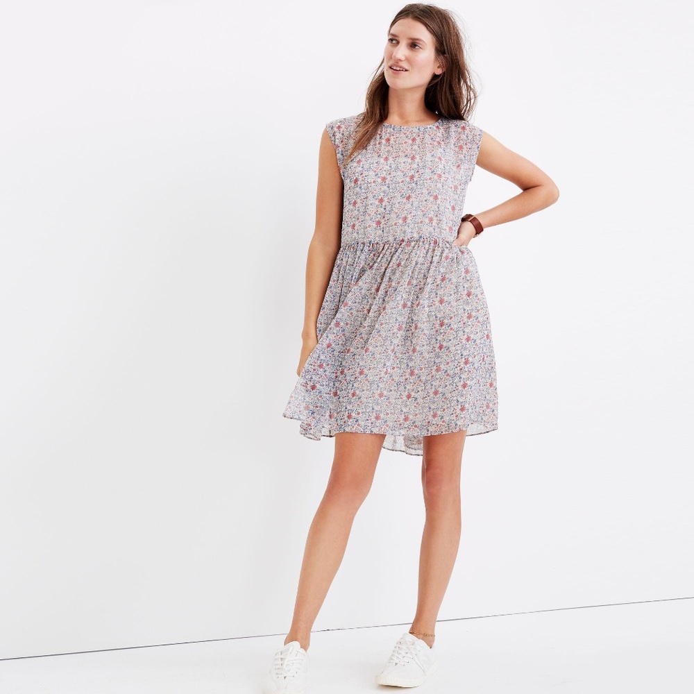 Madewell Tie Back Mini Floral Dress